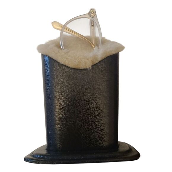 VINTAGE Eyeglasses Holders Matched Set Of TWO Leather And Faux Fur - Picture 8 of 11